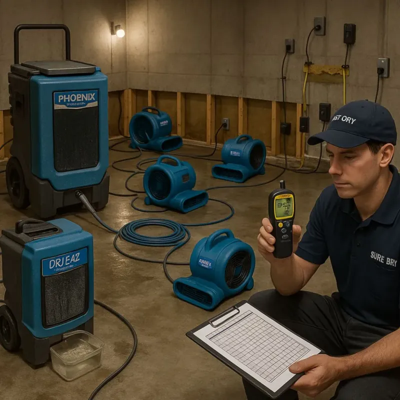 Structural Drying and Dehumidification process in Emerson, GA